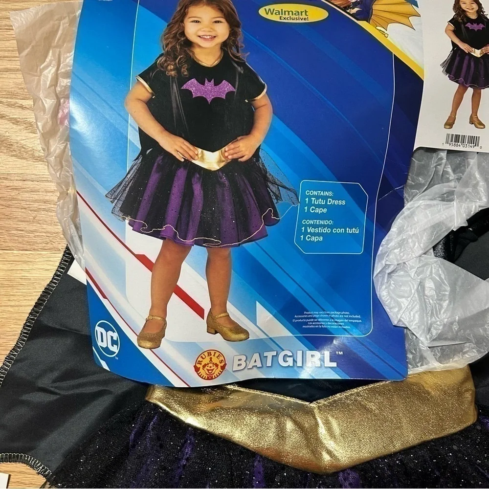 Batman Batgirl Costume NEW Black Purple Kids Halloween 4T Dress Tutu Cape